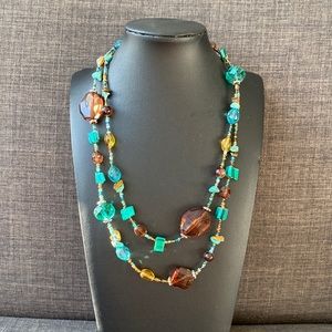 Teal and brown necklace